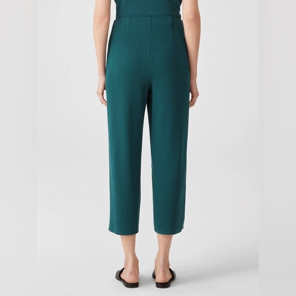 Eileen Fisher Women’s Ribbed Organic Cotton Blend Straight Pant Cropped Teal XXS - Picture 3 of 11